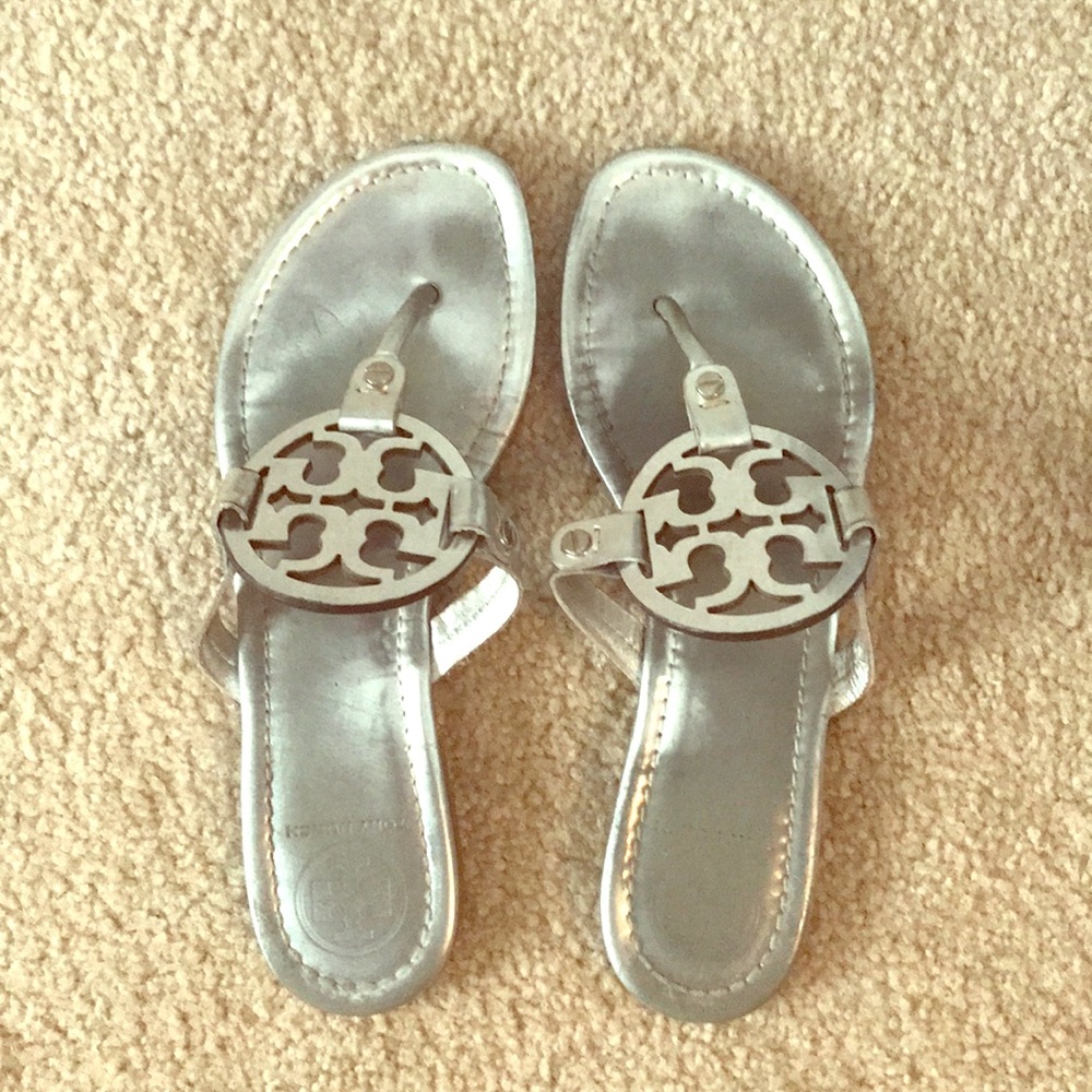 Tory Burch Miller Sandals- Silver